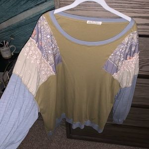 Free People Embroidered long sleeve t-shirt